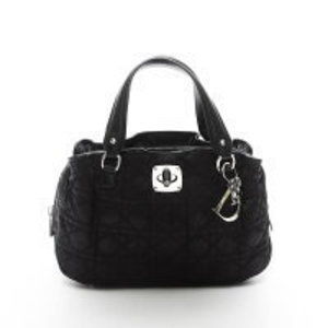 Christian Dior Cannage Quilted Shoulder Bag Black